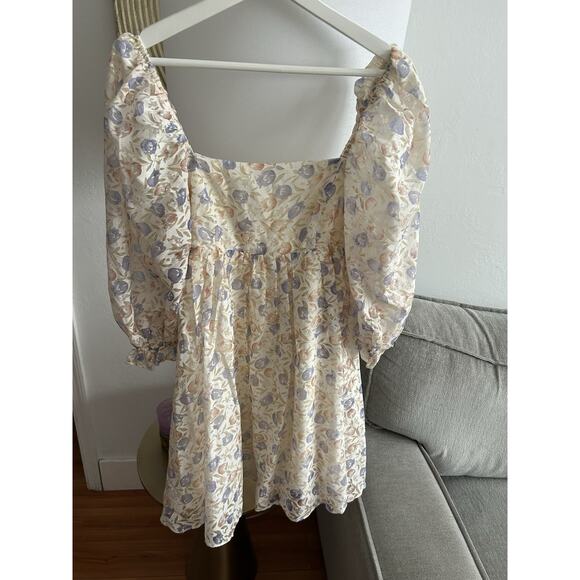 Storia Floral Femenine Romantic Babydoll Mini Dress M Fairy Coquette Spring - Picture 2 of 16